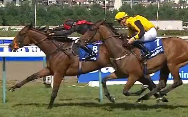 ARISTIA monté par Sean-M LEVEY vainqueur du PRIX JEAN ROMANET 2022 sur l'hippodrome de Deauville