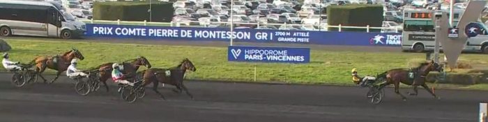 Arrivée du PRIX COMTE PIERRE DE MONTESSON 2025 et la victoire de MAITRE JACQUES drivé par Alexandre ABRIVARD sur l'hippodrome de Paris Vincennes