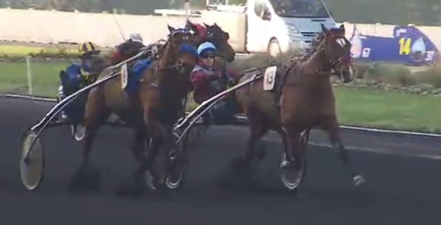 COLT DES ESSARTS (13) François LAFGADEUC vainqueur du dernier quinté + de l'année 2019 à Vincennes à la lutte avec BLEU CIEL