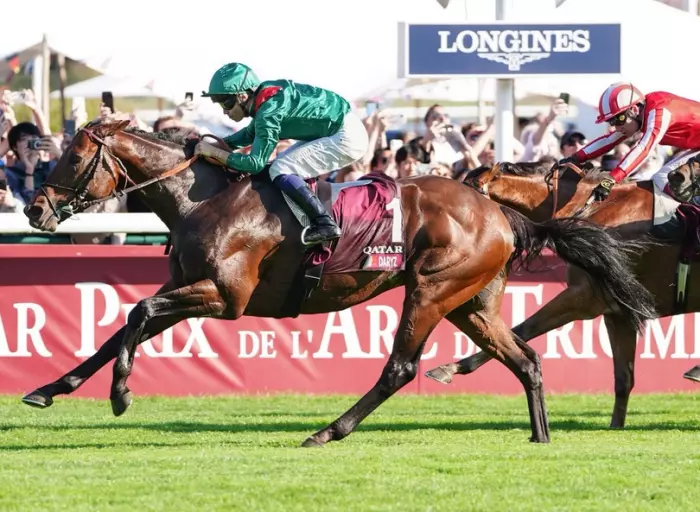 Daryz monté par Mickael Barzalona vainqueur du Prix de l'Arc de Triomphe 2026 à ParisLongchamp