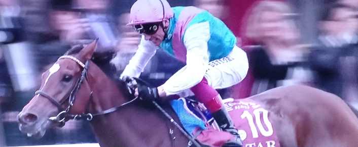 ENABLE monté par Lanfranco DETTORI (6 fois vainqueur du Prix de l'Arc de Triomphe) vainqueur du PRIX DE L'ARC DE TRIOMPHE 2018 à LONGCHAMP