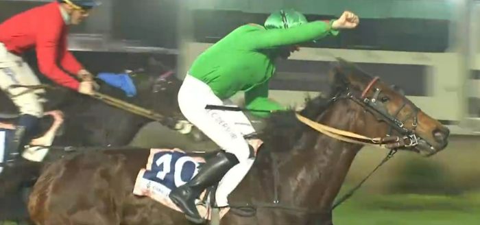 INA DU RIB monté par Jean-Loic-Claude DERSOIR Vainqueur du Prix Bilibili 2023 sur l'hippodrome de Paris Vincennes