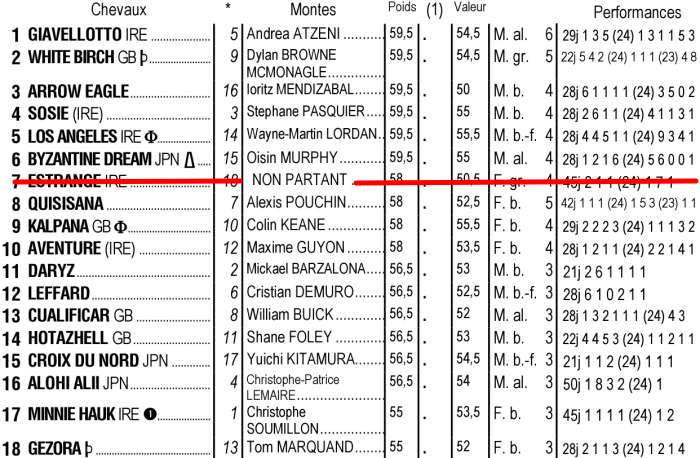 Partants du Prix de l'Arc de Triomphe 2025